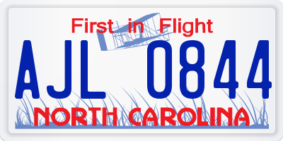NC license plate AJL0844