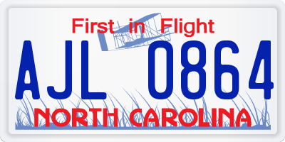 NC license plate AJL0864
