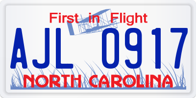 NC license plate AJL0917