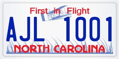 NC license plate AJL1001
