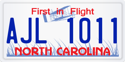 NC license plate AJL1011