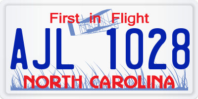 NC license plate AJL1028