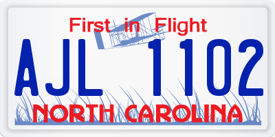 NC license plate AJL1102