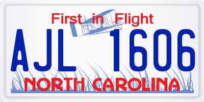 NC license plate AJL1606