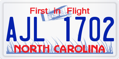 NC license plate AJL1702