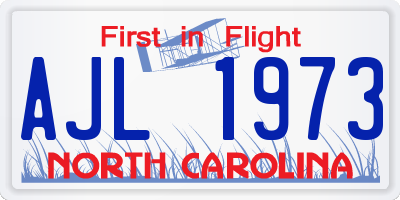 NC license plate AJL1973
