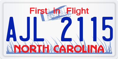 NC license plate AJL2115