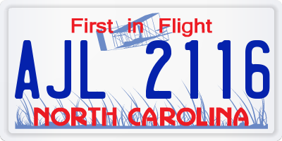 NC license plate AJL2116