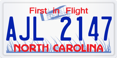 NC license plate AJL2147