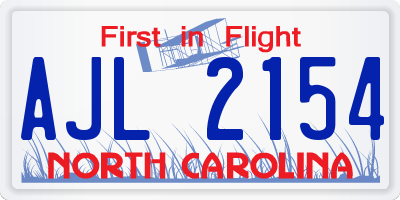 NC license plate AJL2154