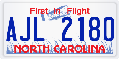 NC license plate AJL2180