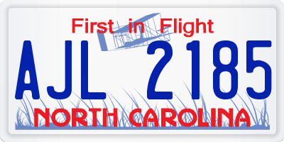 NC license plate AJL2185