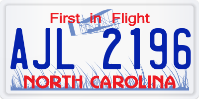 NC license plate AJL2196