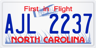 NC license plate AJL2237