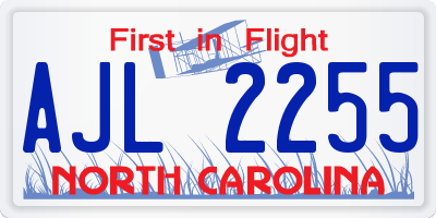 NC license plate AJL2255