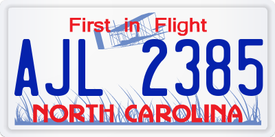 NC license plate AJL2385