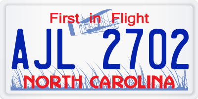 NC license plate AJL2702