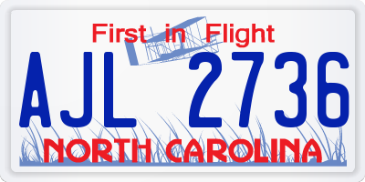 NC license plate AJL2736