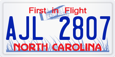 NC license plate AJL2807