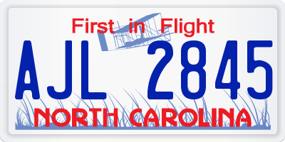NC license plate AJL2845