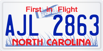 NC license plate AJL2863