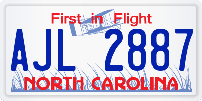 NC license plate AJL2887