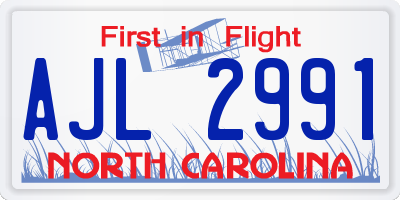 NC license plate AJL2991