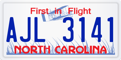 NC license plate AJL3141