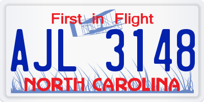 NC license plate AJL3148