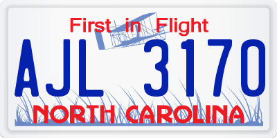 NC license plate AJL3170