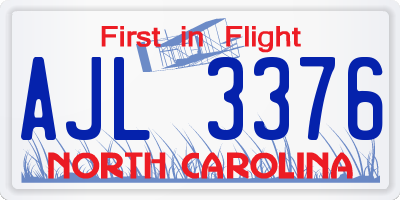 NC license plate AJL3376