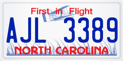 NC license plate AJL3389