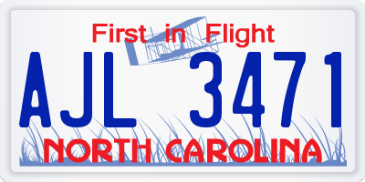 NC license plate AJL3471
