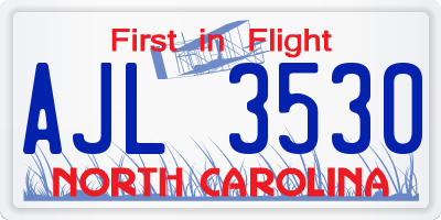 NC license plate AJL3530