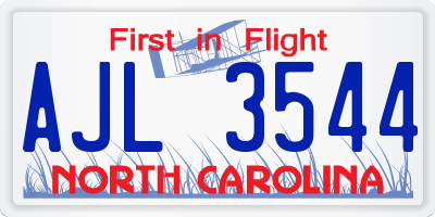 NC license plate AJL3544