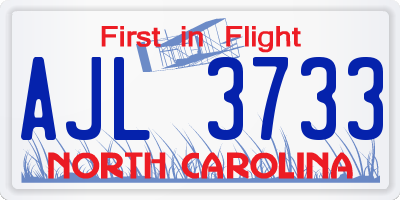 NC license plate AJL3733