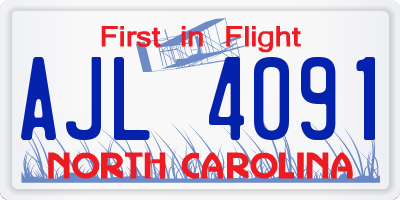NC license plate AJL4091