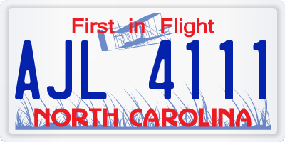 NC license plate AJL4111