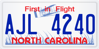 NC license plate AJL4240