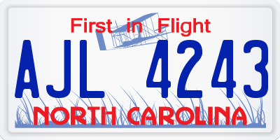 NC license plate AJL4243