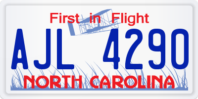NC license plate AJL4290