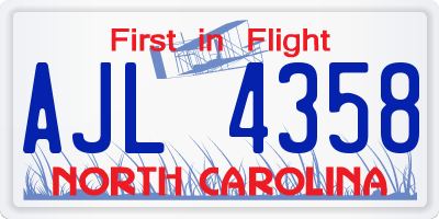 NC license plate AJL4358