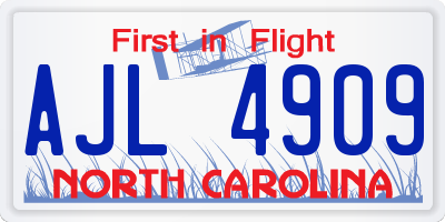 NC license plate AJL4909