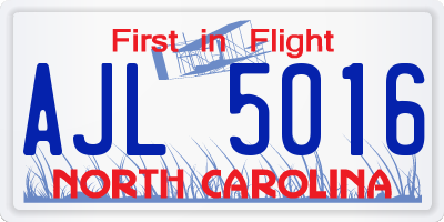NC license plate AJL5016