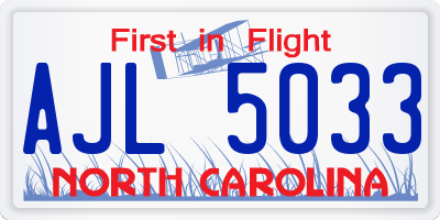 NC license plate AJL5033