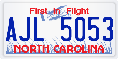 NC license plate AJL5053