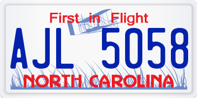 NC license plate AJL5058
