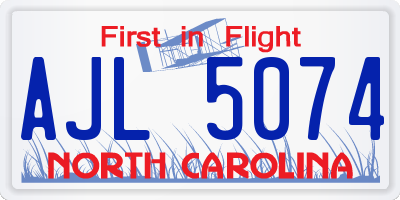 NC license plate AJL5074