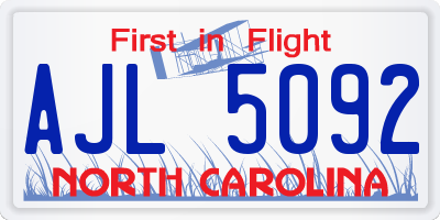 NC license plate AJL5092