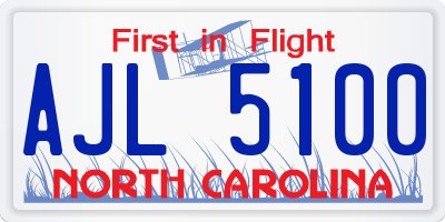 NC license plate AJL5100